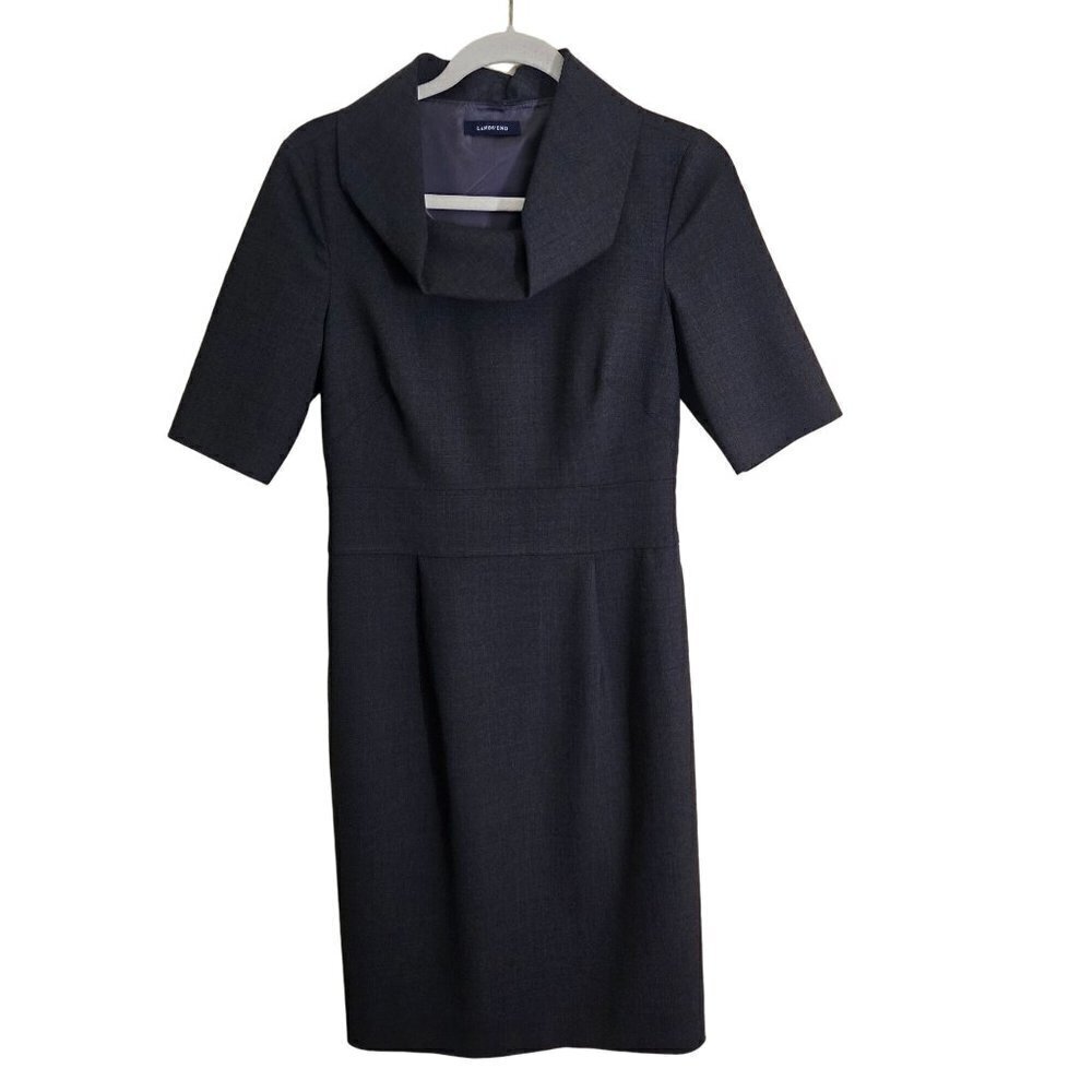 Lands' End Unique Gray Wool Blend Secretary Chic Midi Dress Size 6T